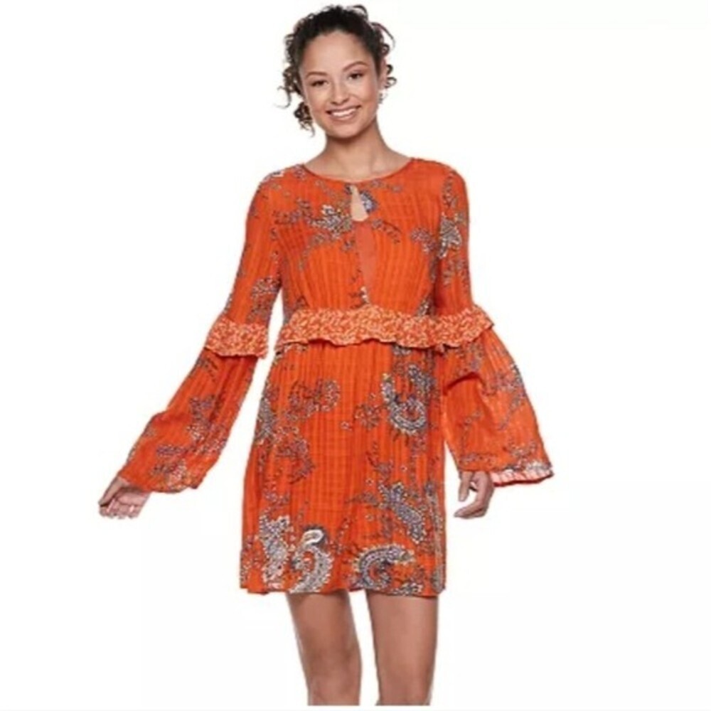Juniors Love, Fire Peasant Dress Size Medium, Boho